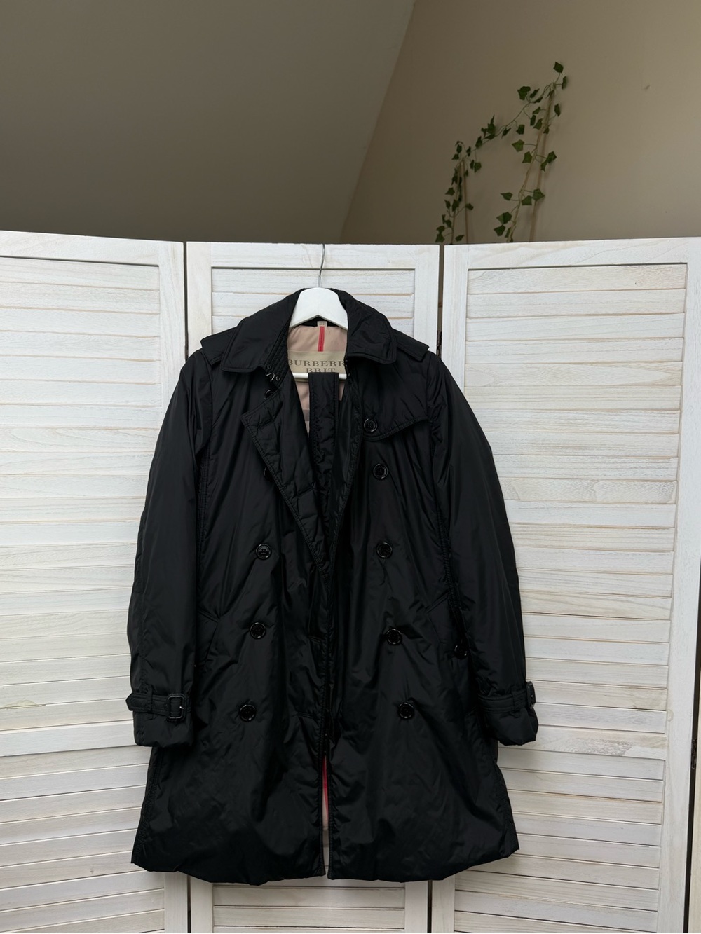 Burberry Brit Black Nylon Trench Coat Nova Check Lining – Women’s